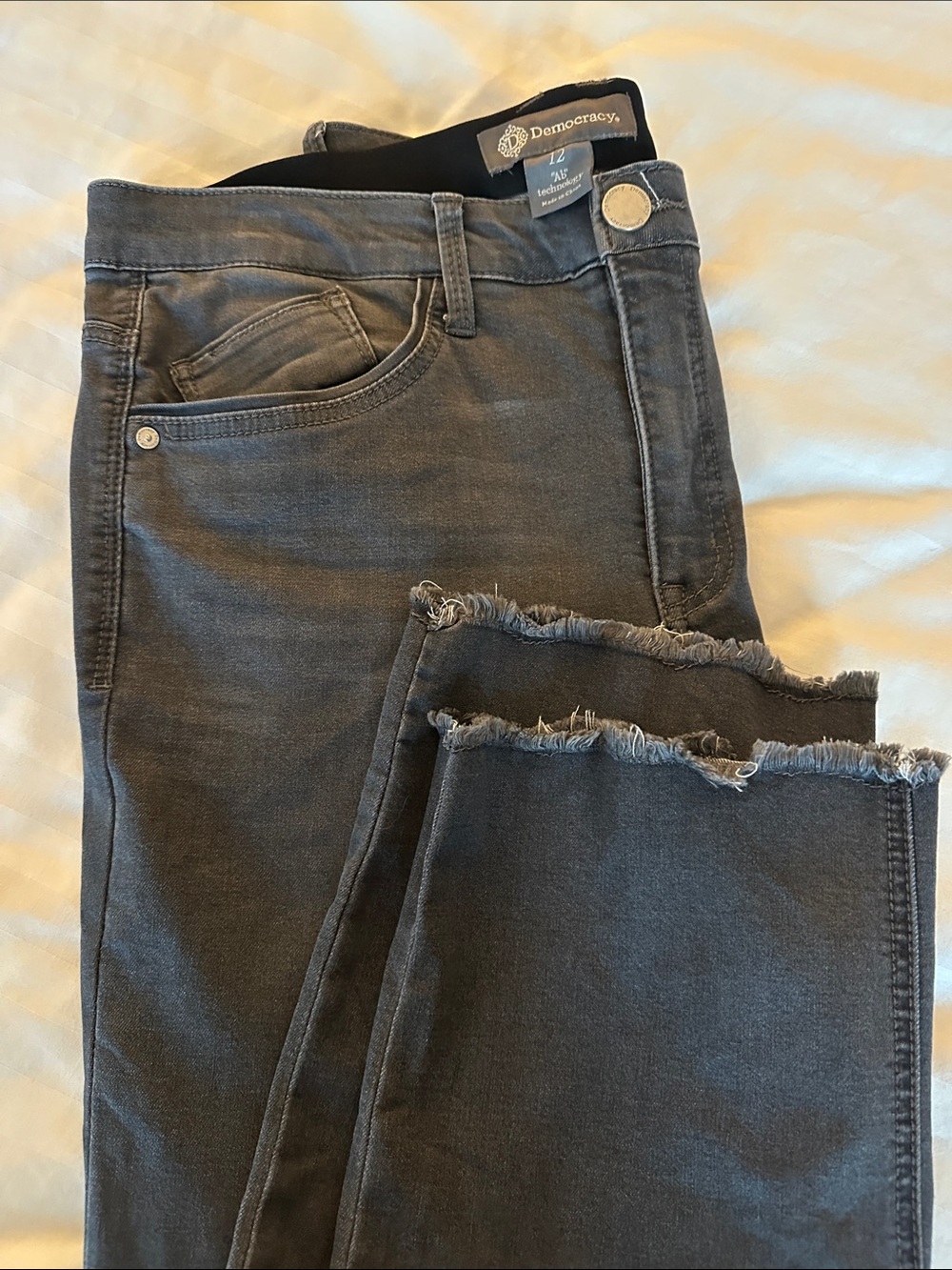 Democracy Women's Charcoal Frayed Ankle Jeans